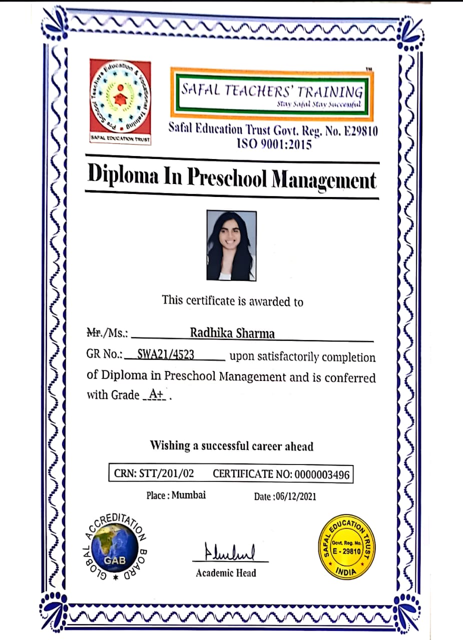 Diploma in Preschool Management Certificate